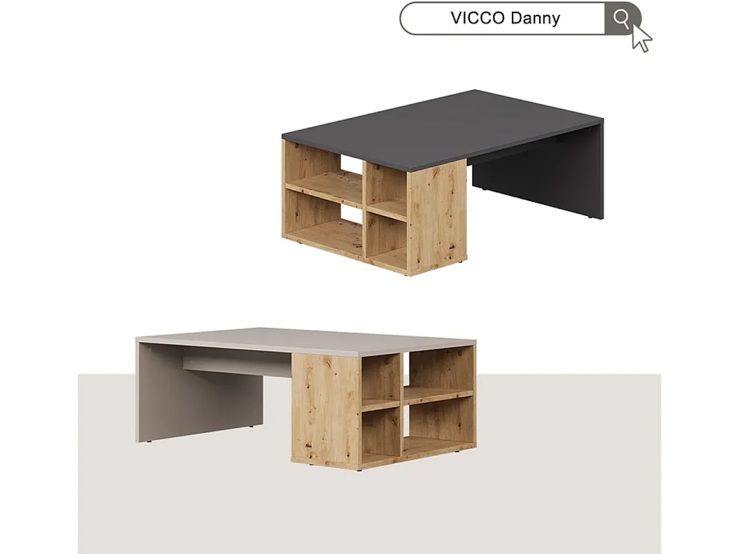Mesa De Centro*Vicco Mesa de centro antracite 90x60x33.6 danny Cinza antracite