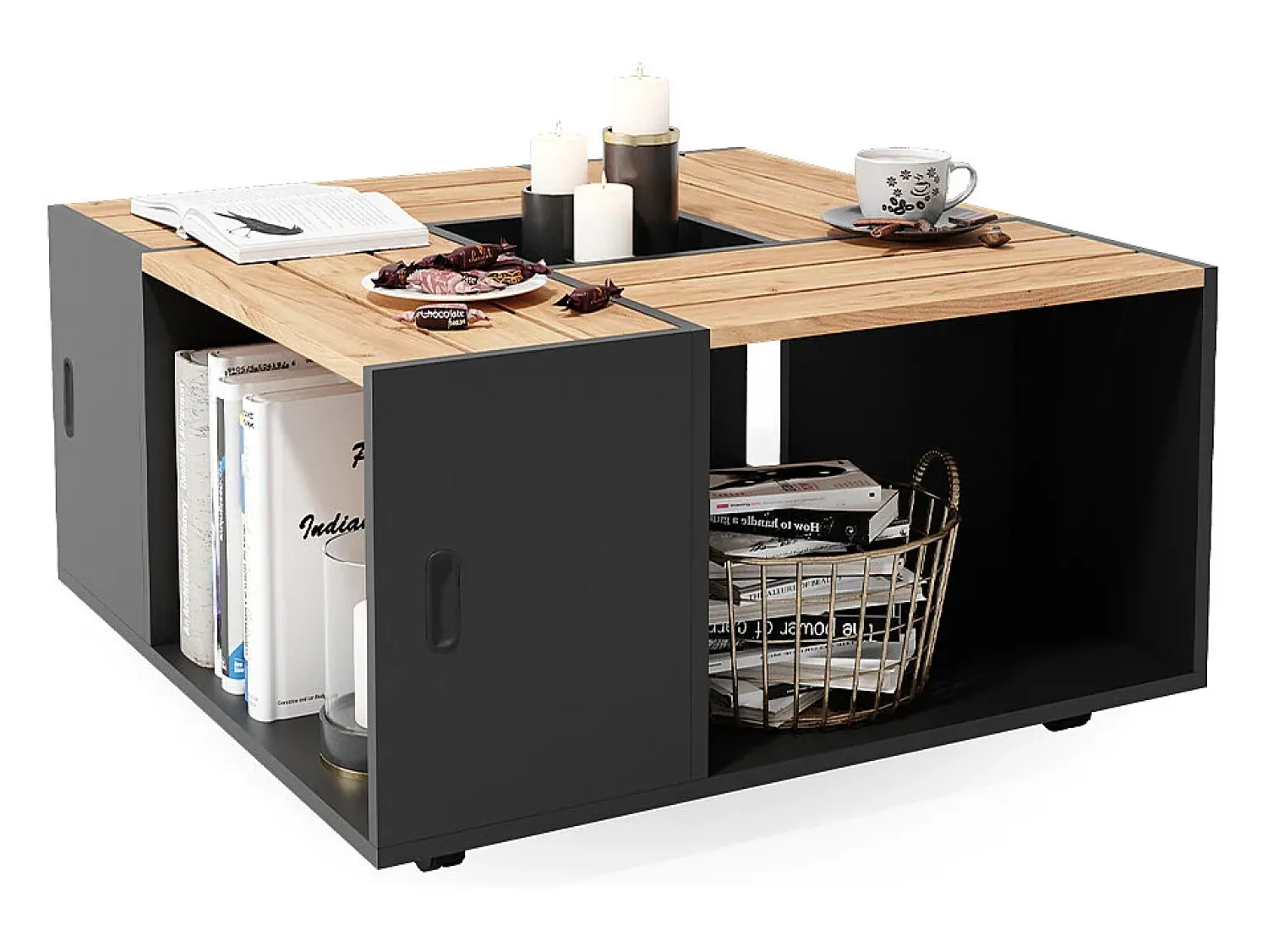 Mesa De Centro|Vicco Mesa de centro antracite 80x80x43 anton Cinza antracite