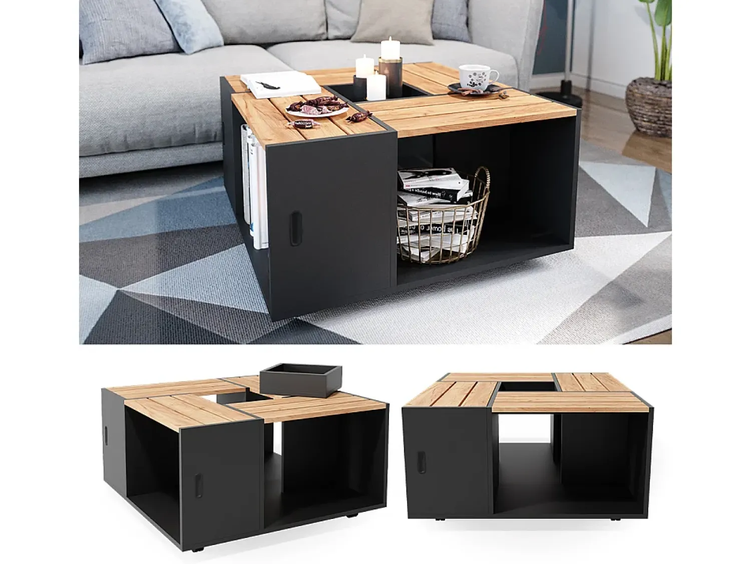 Mesa De Centro|Vicco Mesa de centro antracite 80x80x43 anton Cinza antracite