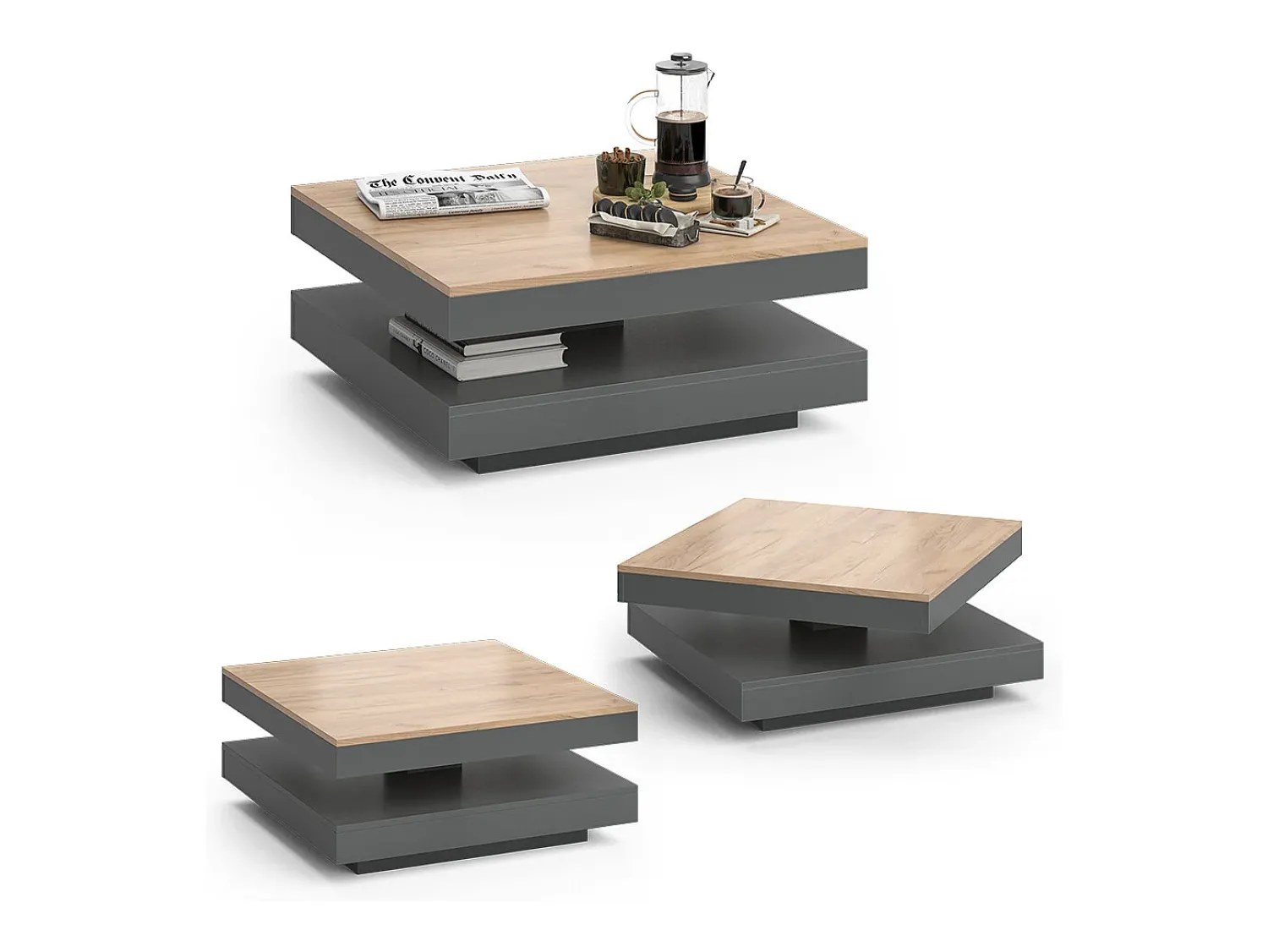 Vicco Mesa de centro antracite 70x70x34 elias^ Mesa De Centro