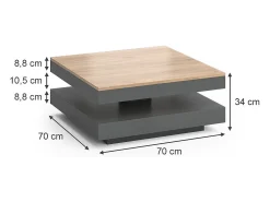 Vicco Mesa de centro antracite 70x70x34 elias^ Mesa De Centro