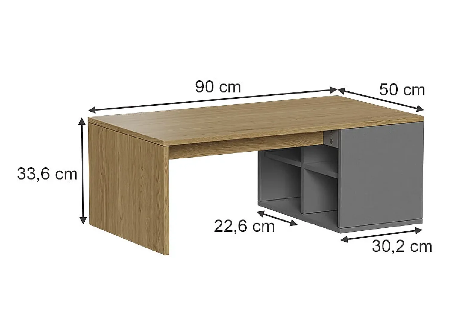 Mesa De Centro|Vicco Mesa de centro antracite 90x50x33.6 kivo Cinza antracite