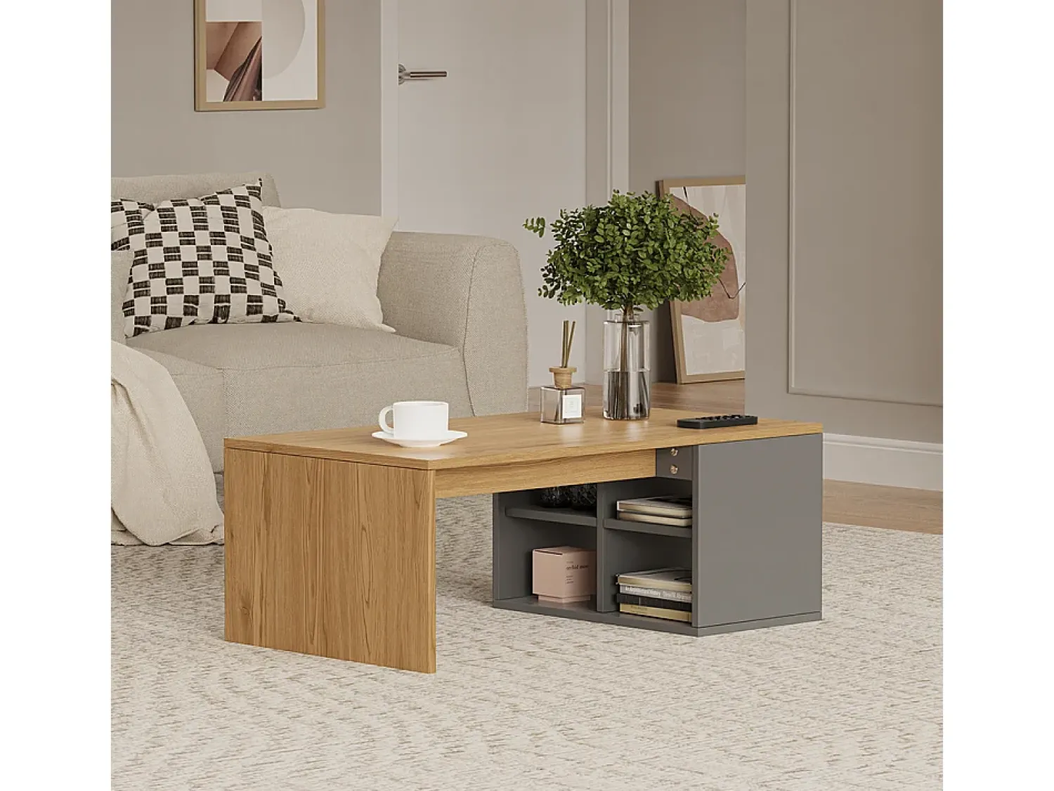 Mesa De Centro|Vicco Mesa de centro antracite 90x50x33.6 kivo Cinza antracite