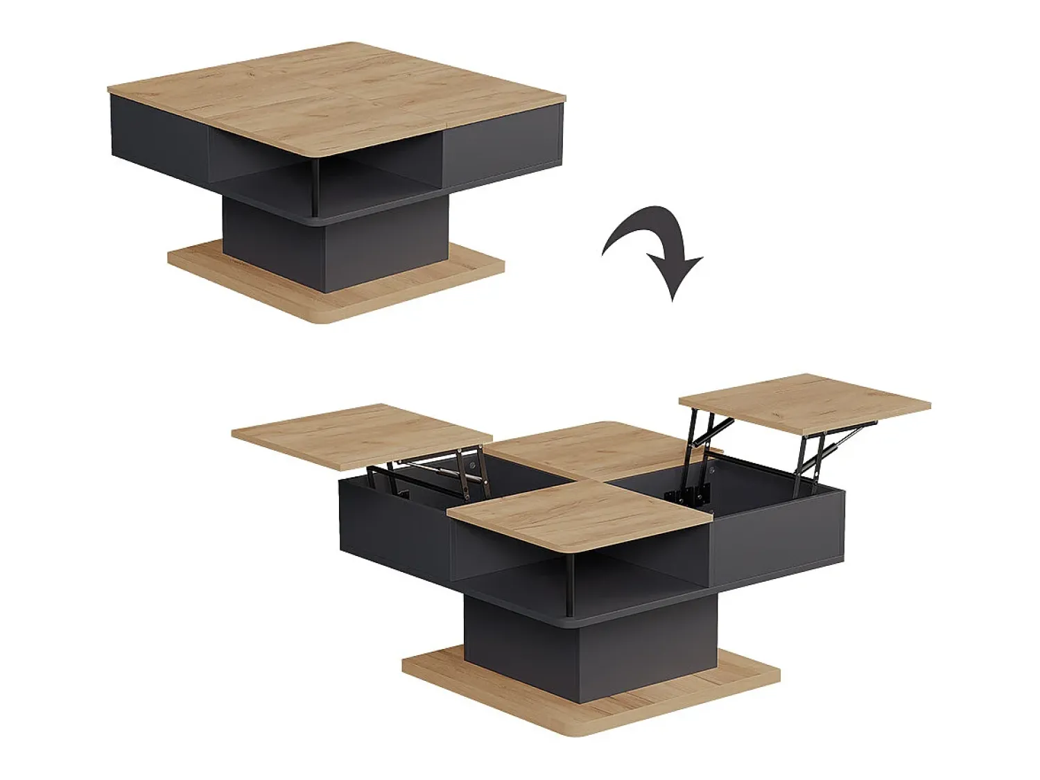 Mesa De Centro|Vicco Mesa de centro antracite 80x45x80 movira Cinza antracite