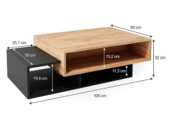Outlet Vicco Mesa de centro antracite 105x60x32 bari Cinza antracite