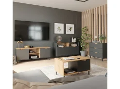 Vicco Mesa de centro antracite/artesanal 90x50x47 marelle^ Mesa De Centro
