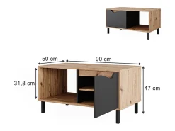 Vicco Mesa de centro antracite/artesanal 90x50x47 marelle^ Mesa De Centro