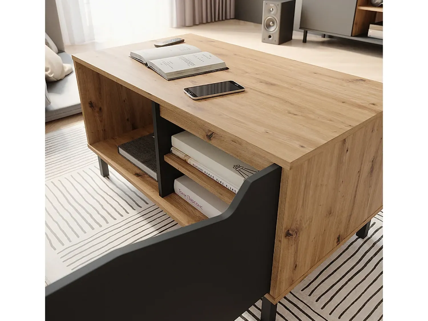 Vicco Mesa de centro antracite/artesanal 90x50x47 marelle^ Mesa De Centro