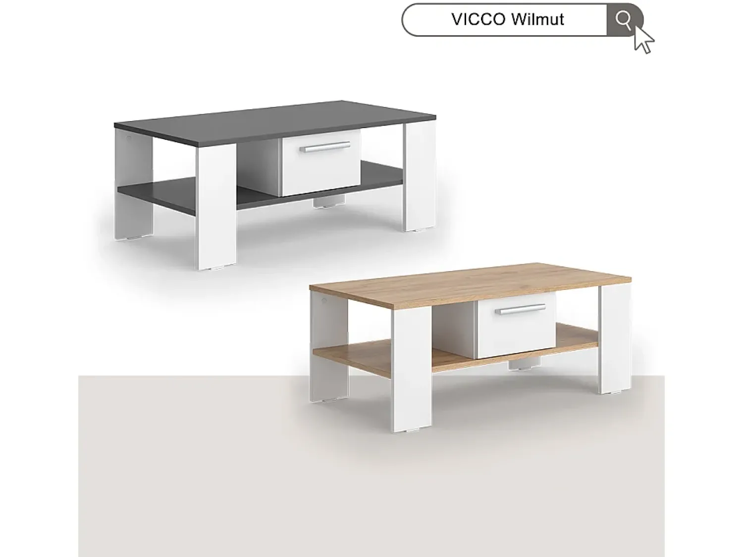 Best Vicco Mesa de centro antracite/branco 89.8x46.4x35.8 wilmut Cinza antracite