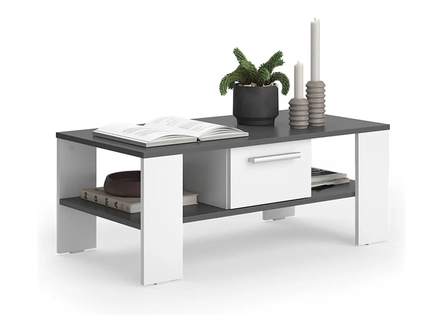 Best Vicco Mesa de centro antracite/branco 89.8x46.4x35.8 wilmut Cinza antracite