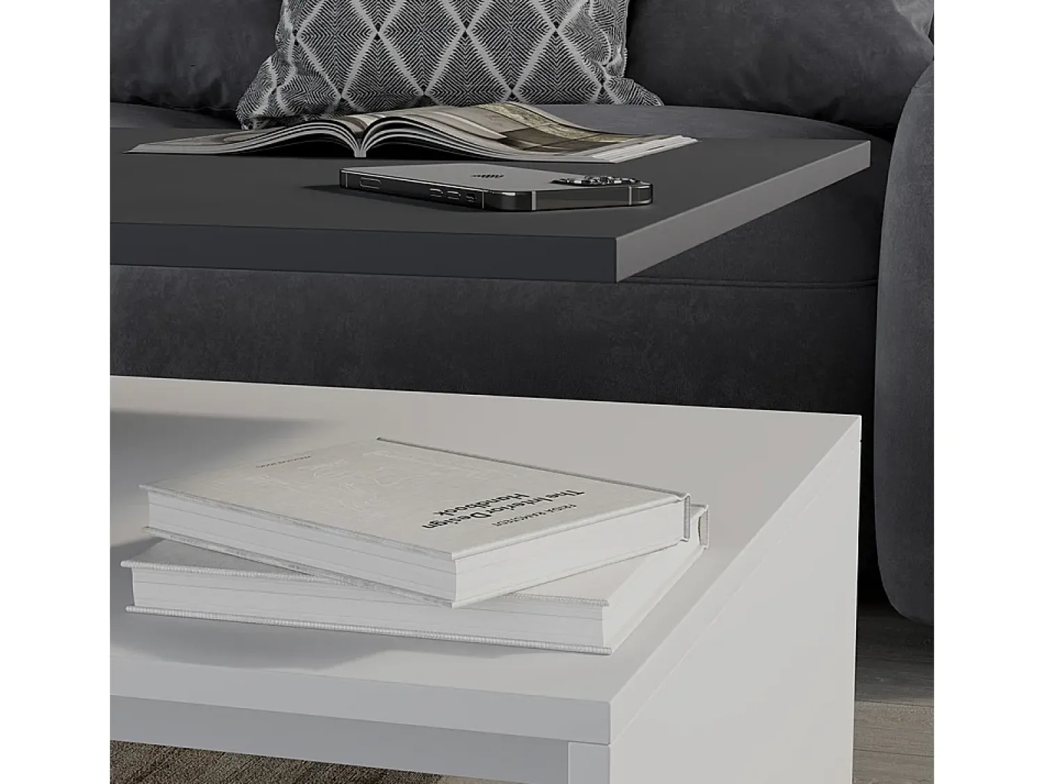 Mesa De Centro*Vicco Mesa de centro antracite/branco 90x52.6x42.2 amato Cinza antracite