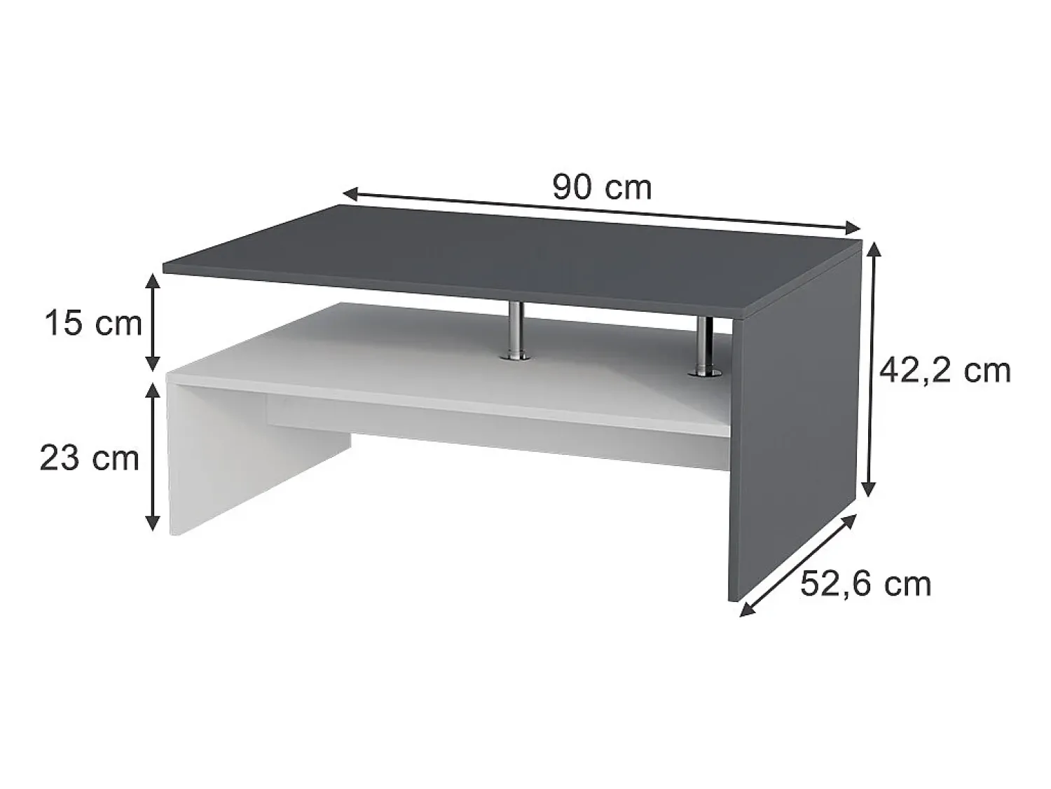 Mesa De Centro*Vicco Mesa de centro antracite/branco 90x52.6x42.2 amato Cinza antracite