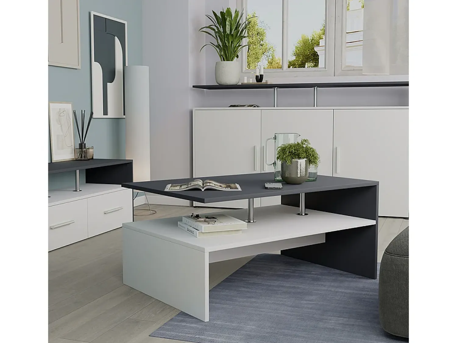 Mesa De Centro*Vicco Mesa de centro antracite/branco 90x52.6x42.2 amato Cinza antracite