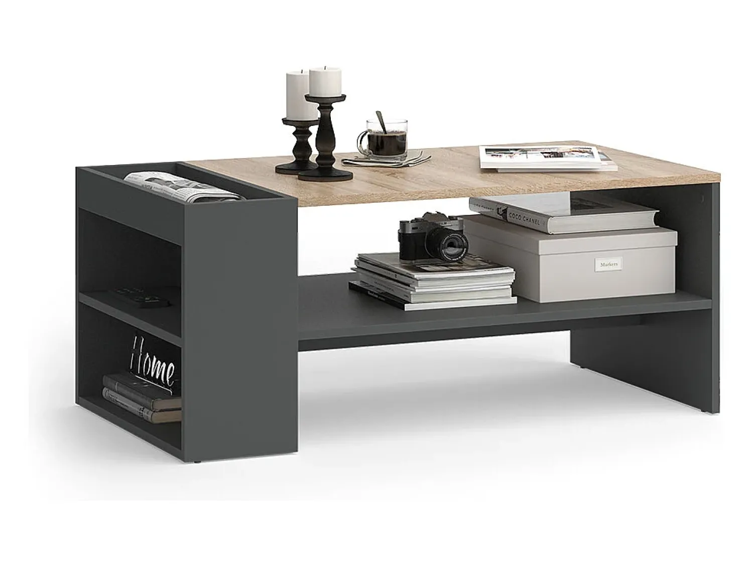 Vicco Mesa de centro antracite/sonoma 100x55x42 wido^ Mesa De Centro