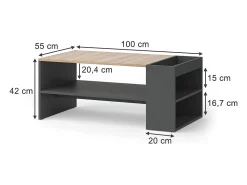 Vicco Mesa de centro antracite/sonoma 100x55x42 wido^ Mesa De Centro