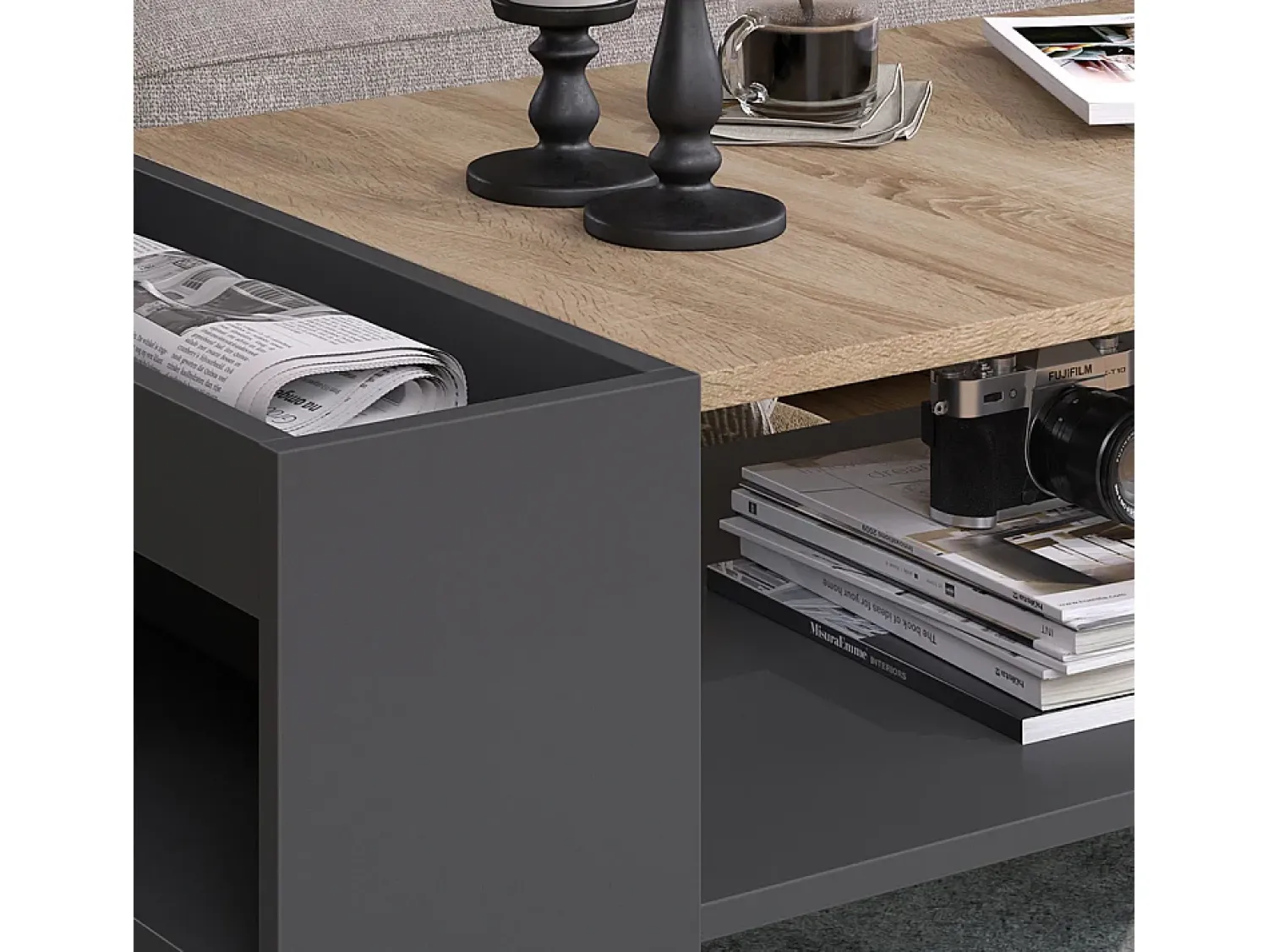 Vicco Mesa de centro antracite/sonoma 100x55x42 wido^ Mesa De Centro