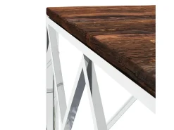 Mesa de centro aço inoxidável e madeira recuperada maciça PT325550^ Mesa De Centro
