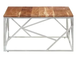 Discount Mesa de centro aço inoxidável/madeira de acácia maciça PT701023 Prateado