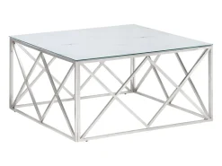 Best vidaxl Mesa de centro aço inoxidável e vidro temperado Prateado