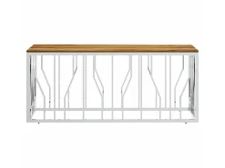 Mesa De Centro| Mesa de centro aço inoxidável/madeira de acácia maciça PT163408 Prateado