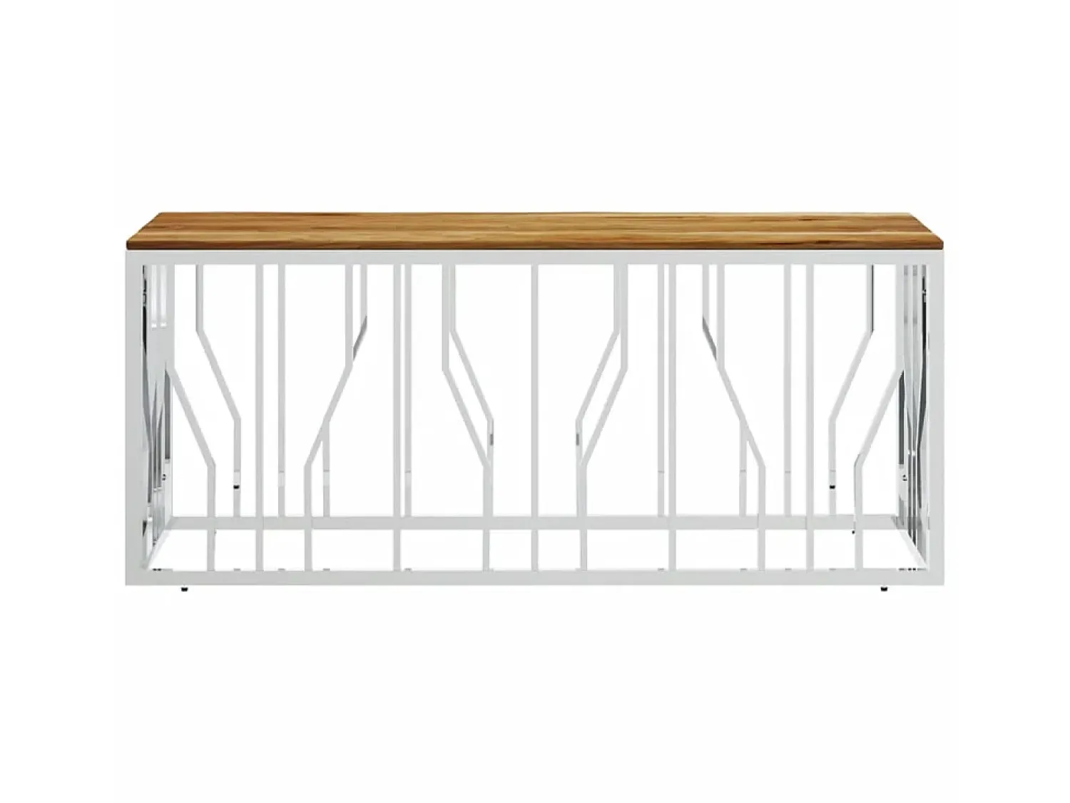 Mesa De Centro| Mesa de centro aço inoxidável/madeira de acácia maciça PT163408 Prateado