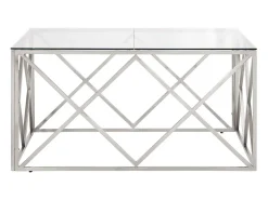 Mesa De Centro*vidaxl Mesa de centro aço inoxidável e vidro temperado Prateado
