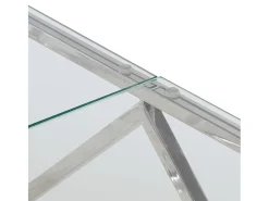 Mesa De Centro*vidaxl Mesa de centro aço inoxidável e vidro temperado Prateado