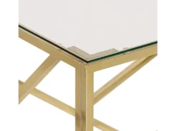Mesa De Centro|vidaxl Mesa de centro aço inoxidável e vidro temperado Dourado