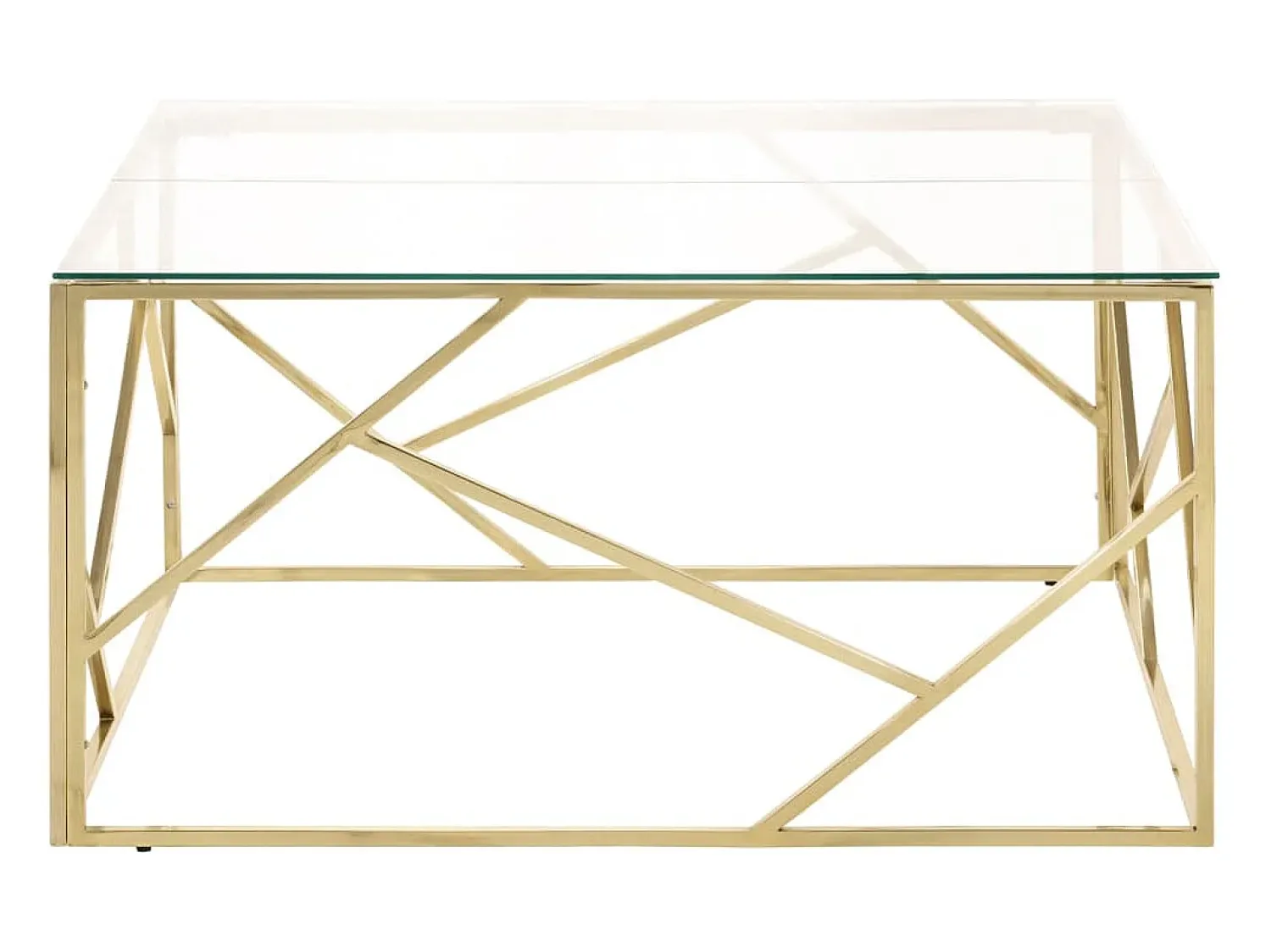 Mesa De Centro| Mesa de centro aço inoxidável e vidro temperado PT137226 Dourado