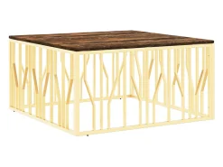 Mesa De Centro*vidaxl Mesa de centro aço inoxidável/madeira recuperada maciça Dourado
