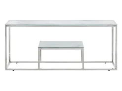 Mesa De Centro|vidaxl Mesa de centro aço inoxidável e vidro temperado Prateado