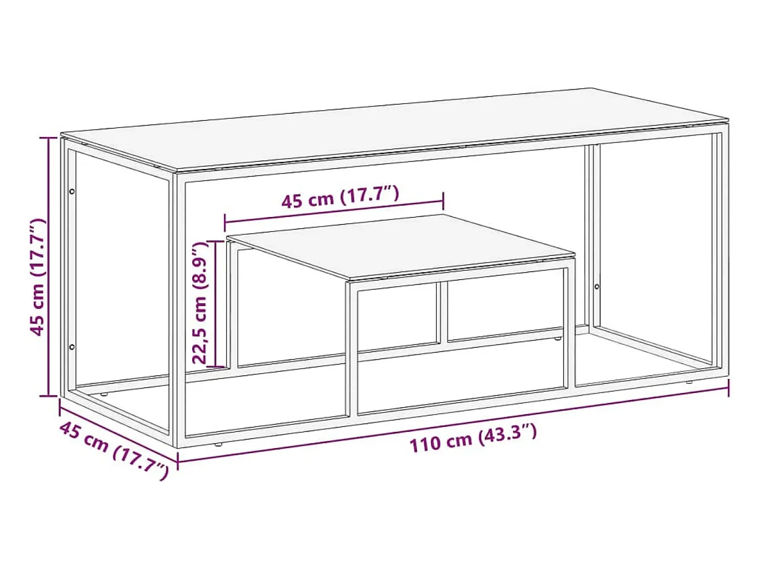Mesa De Centro|vidaxl Mesa de centro aço inoxidável e vidro temperado Prateado