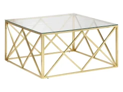 Best vidaxl Mesa de centro aço inoxidável e vidro temperado Dourado