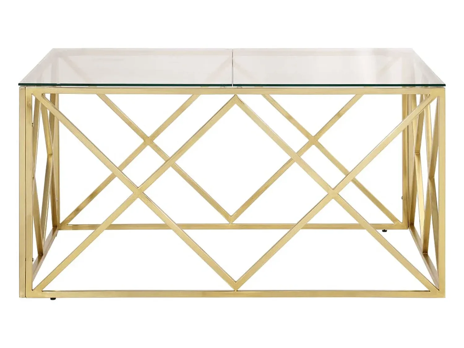Best vidaxl Mesa de centro aço inoxidável e vidro temperado Dourado
