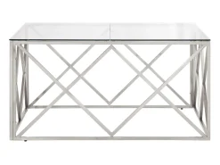 Mesa De Centro| Mesa de centro aço inoxidável e vidro temperado PT412295 Prateado