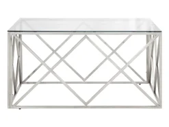 Mesa De Centro| Mesa de centro aço inoxidável e vidro temperado PT412295 Prateado