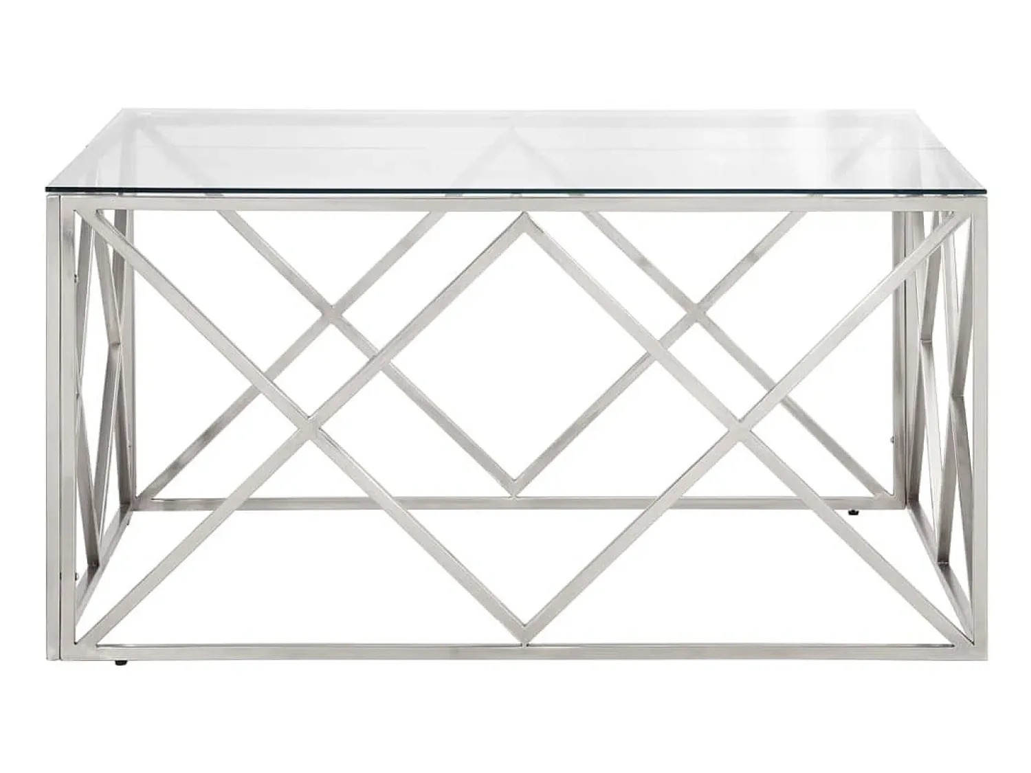 Mesa De Centro| Mesa de centro aço inoxidável e vidro temperado PT412295 Prateado