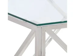 Mesa De Centro| Mesa de centro aço inoxidável e vidro temperado PT412295 Prateado