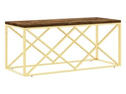 Mesa De Centro|vidaxl Mesa de centro aço inoxidável e madeira recuperada maciça Dourado