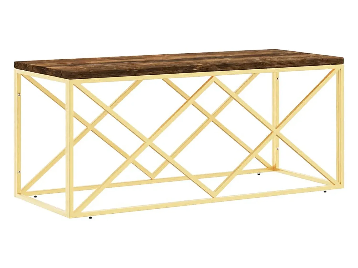Mesa De Centro|vidaxl Mesa de centro aço inoxidável e madeira recuperada maciça Dourado