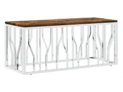 Mesa De Centro* Mesa de centro aço inoxidável e madeira recuperada maciça PT139888 Prateado