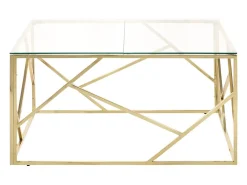New vidaxl Mesa de centro aço inoxidável e vidro temperado Dourado