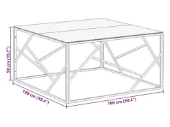 New vidaxl Mesa de centro aço inoxidável e vidro temperado Dourado