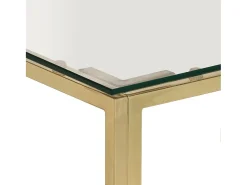 New vidaxl Mesa de centro aço inoxidável e vidro temperado Dourado
