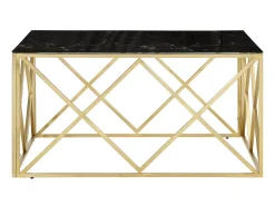 Mesa De Centro* Mesa de centro aço inoxidável e vidro temperado PT286233 Dourado