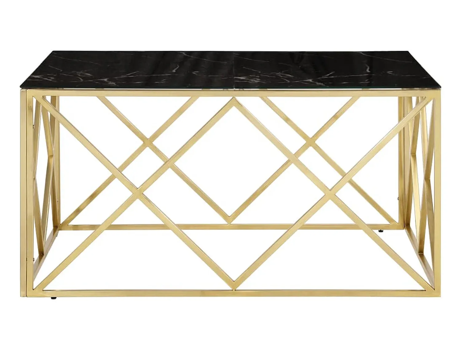 Mesa De Centro* Mesa de centro aço inoxidável e vidro temperado PT286233 Dourado