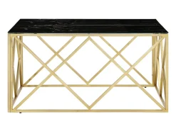 Mesa De Centro* Mesa de centro aço inoxidável e vidro temperado PT286233 Dourado