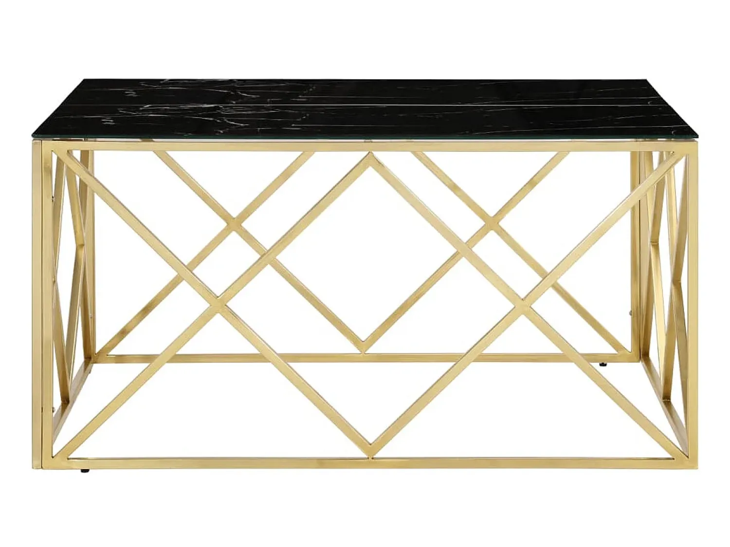 Mesa De Centro* Mesa de centro aço inoxidável e vidro temperado PT286233 Dourado