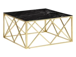 Mesa De Centro* Mesa de centro aço inoxidável e vidro temperado PT286233 Dourado