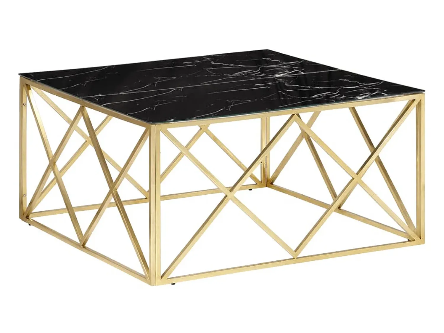 Mesa De Centro* Mesa de centro aço inoxidável e vidro temperado PT286233 Dourado